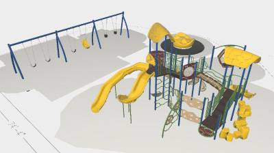 Rendering of new playground at Wheatsworth Road Recreation Complex (final colors are slightly different).