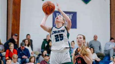 Jamie Struble, a graduate of Wallkill Valley Regional High School, was leading the Drew University team in points per game. (Photo courtesy of drewrangers.com)