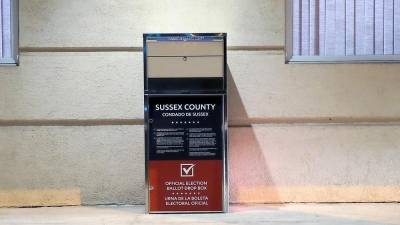 Ballot drop box in front of Andover Municipal Building (Photo by Vera Olinski)