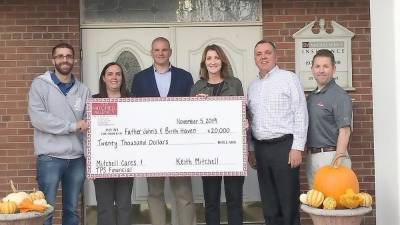 Garret Barcheski, Father John’s; Heather Bischoff, Mitchell; Dan Holdt, TPS Financial; Heather McBeth, Birth Haven; Keith Mitchell and Michael Montague, Mitchell.