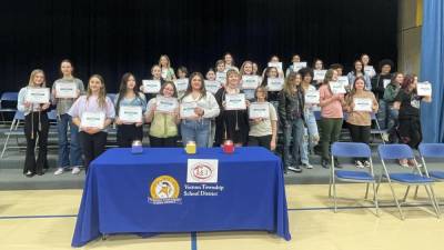 Thirty-two students were inducted into the Glen Meadow Middle School chapter of the National Junior Art Honor Society. (Photo provided)