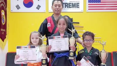 Kaydee H. (Wantage), Olivia G. (Hardyston), Noah F. (Hardyston) and Master Ken Lee