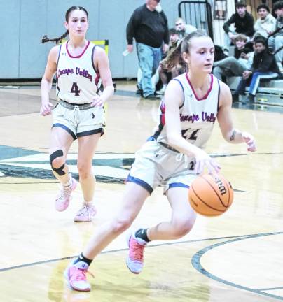 Lenape Valley's Hope Catalano dribbles the ball. Catalano scored 6 points.