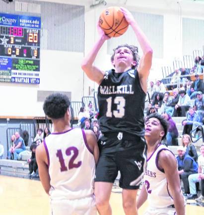 Wallkill Valley's Alex Opilla rises towards the hoop during a shot in the third period. Opilla scored 23 points.