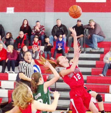 High Point's Brooke Baisley in the midst of a shot. Baisley scored a game-high 18 points.