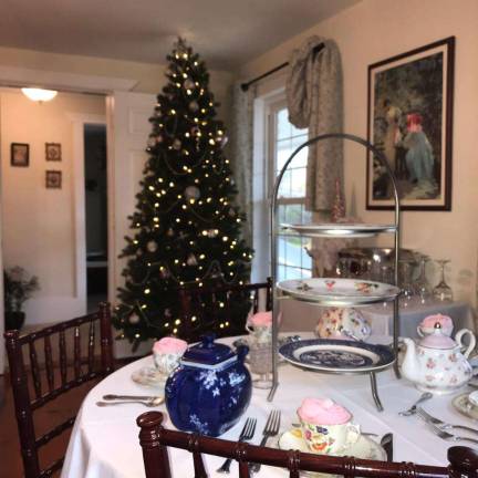 The upstairs party room all prepped for the holidays.