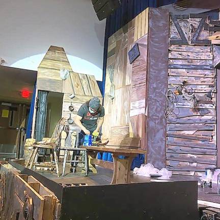 Building the set for “Tuck” (Facebook photo)