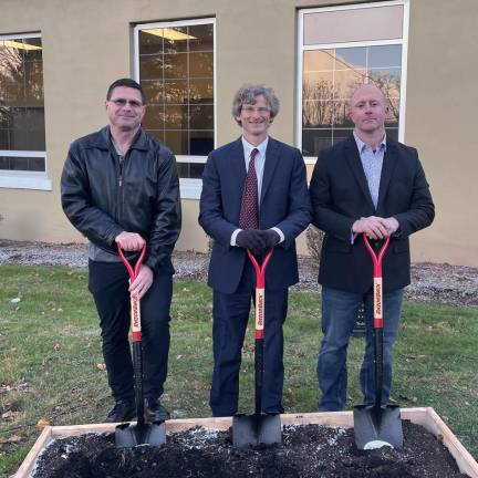 From left are Tyler Morgus, chairman of the Sussex County Community College (SCCC) board of trustees; Jon Connolly, SCCC president; and Jason Fruge, SCCC dean of Technical Studies.