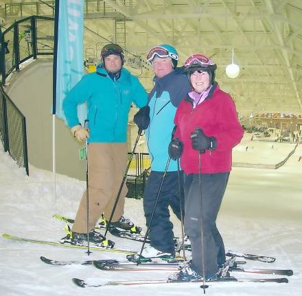 Vernon locals Buffy Whiting, Stephen Phillips and a friend get ready for a run at BigSnow