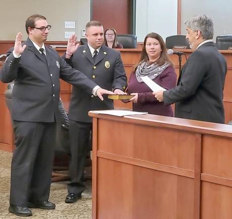 Chief Robert Washer and Captain Chris Frangipane were sworn in Thursday night during the Hardyston reorganization meeting.