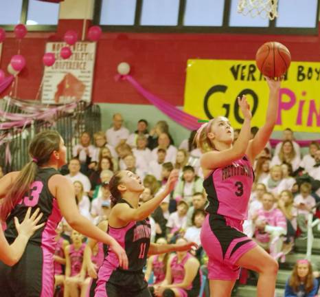 Kittatinny's Olivia Redden in the midst of a shot during the third quarter. Redden scored 6 points, grabbed 5 rebounds and made 1 assist.