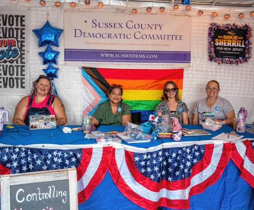 <b>Zoe Heath, Damaris Lira, Brinne Stevenson and Vickey Smith of the Sussex County Democratic Committee. (Photo by Nancy Madacsi)</b>