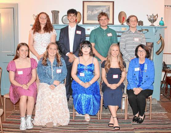 <b>In front row, from left, are Regina Williams, Anya Andersen, Eluney Matallana, Keira Lewis and Sally Burns, DAR chapter chairwoman for the Good Citizen Award. In back row, from left, are Brenna Philson, Patrick Maraziti, Ty Driefus and Hunter Bickterton. (Photo provided)</b>