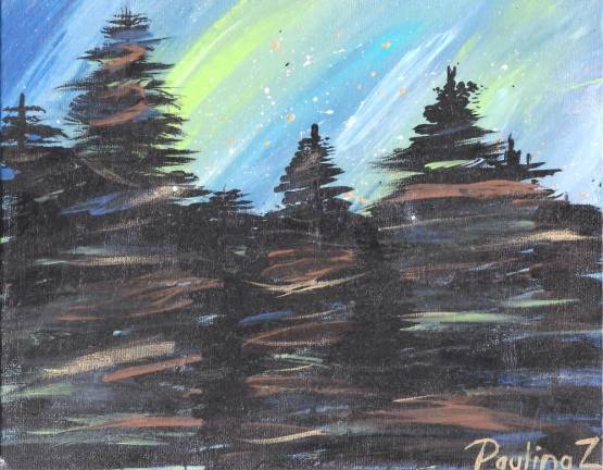 Second place, Youth Category: “Starry Forest (acrylic painting) Paulina Zamora