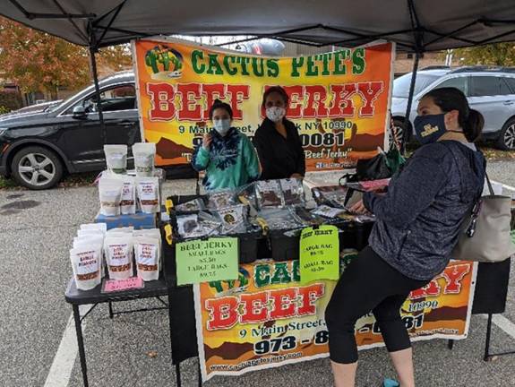 Cactus Pete's Beef Jerky's booth at the Vernon Township Farmers' Market. (Photo courtesy Howard Burrell)