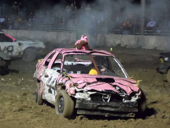 Dana Ferguson of Lake Hopatcong during the demolition derby.