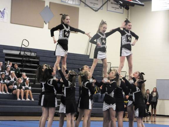 The West Milford Senior Rec. cheerleaders perform. They won second place in the senior rec category. The Sparta Spartans Snowball Cheerleading Competition took place on Sunday, January 5, 2014 at Sparta High School. Teams from schools in the tri-state area participated in the Sparta Township, N.J. school event.