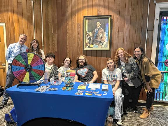 <b>CW2 Members of the Kittatinny Regional High School Incorruptible.Us group with an interactive activity.</b>