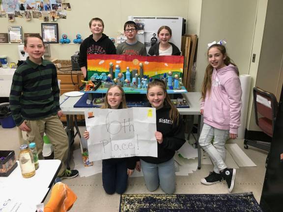 Team Hephaestus students placed 6th out of 88 teams. Pictured back to front: Joseph Peterson, Sebatian Lorenc, Mackenzie Lynn, Noah DeRenzo, Jamie DeRoide, Ella Darvalics, &amp; Rihanna Osborne.