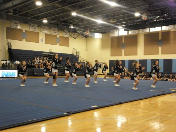 The West Milford Senior Rec. cheerleaders perform. They won second place in the senior rec category. The Sparta Spartans Snowball Cheerleading Competition took place on Sunday, January 5, 2014 at Sparta High School. Teams from schools in the tri-state area participated in the Sparta Township, N.J. school event.