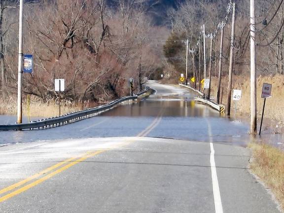 Vernon Crossing Road, or the Flats, during flooding last December (File photo by Janet Redyke)