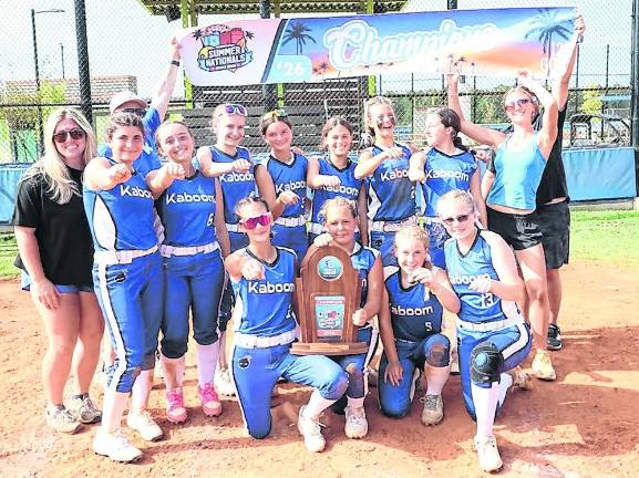 <b>Front row: Charlotte Crilley, Dallas Klein, Greenlee Jaust, Abigail Blackburn-Cosh. Second Row: Coach Olivia Huffman, Hannah Hubbard, Fiona Auferio, Gia Pavelko, Charlotte Wolf, Brynn Lessard, Mia D’Aleo, Anna Gardner, Coach Maddie Sacchiero. Back Row: Coach Bobby Lessard and Coach Frank D’Aleo.</b>