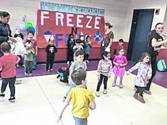 Kindergarteners enjoying Freeze N Fun