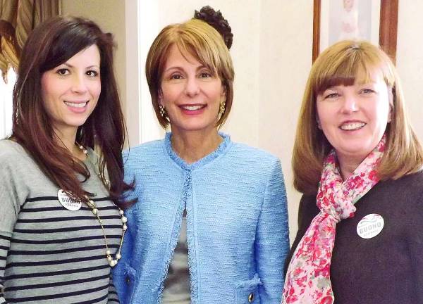 From left, Jamie Lombardi of Lafayette, State Senator Barbara Buono,and Leslie Meyer Huhn.
