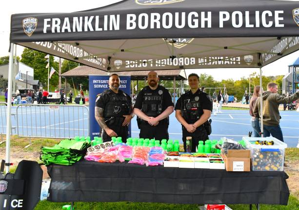 Three policemen posing for me from Franklin Borough Dept are Patrolman Zack Oren, Sgt Jesse Babcock and Patrolman Dylan Testa.