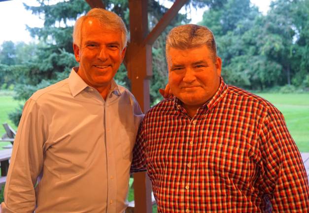 From left, U.S. Sen. Candidate Bob Hugin (R) supports N.J. Sen. Steve Oroho (R).