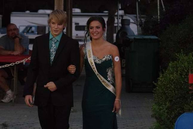 Kittatinny Regional High School student Jake Van Wingerden escorts 17-year-old Miss Green Township Michele Lawrey. Lawrey was first runner- up and took home $500.00.