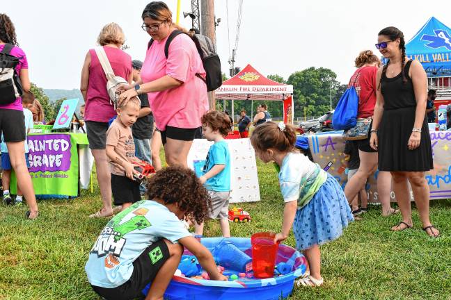 Children play games at the free event.