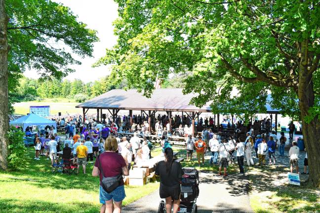 Participants gather at the Firemen’s Memorial Park and Pavilion.