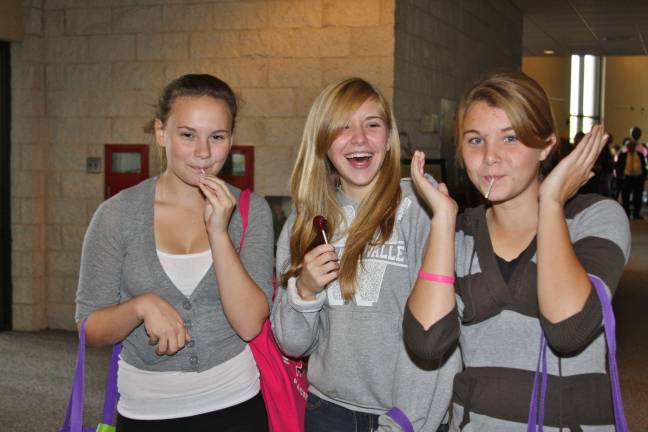 Kali Wright, Angela Perez and Molly Cheevers of Hardyston take a lollypop break.