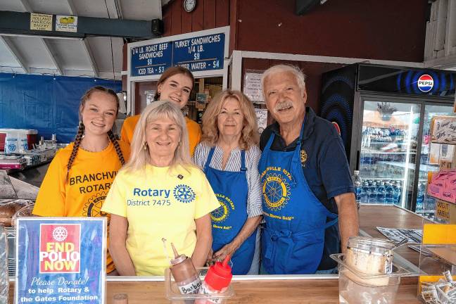 <b>Maddie Jakob, Holly Sajdak, Denise Current, Peggy MacMurren and Harold MacMurren of the Branchville Rotary. (Photo by Nancy Madacsi)</b>