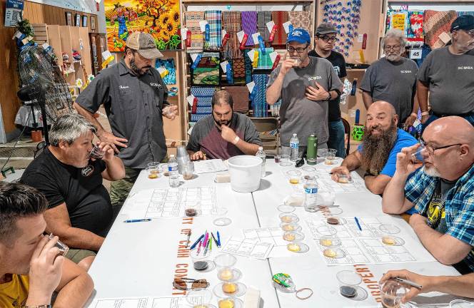 <b>Beer judging Saturday, Aug. 2. (Photo by Nancy Madacsi)</b>