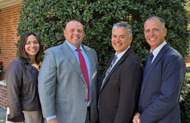 From left, NJASA Immediate Past-President Nelyda Perez is shown with the 2026 NJASA Regional Superintendents of the Year: Dr. John R. Giacchi, Chief Education Officer, Franklin Borough School District; and Dr. Raymond A. González, Chief Education Officer, Westfield Public School District. Looking on is NJASA President Dr. Rick Falkenstein.