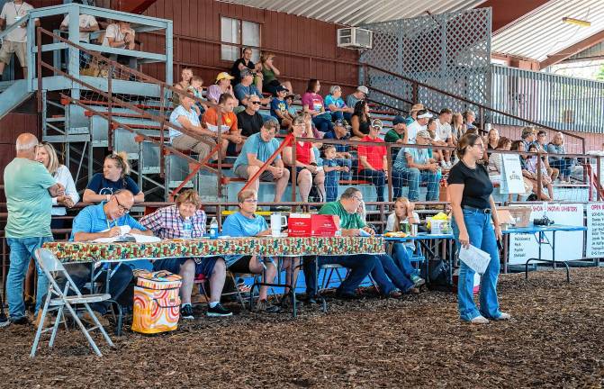 <b>Fair-goers watch watch the dairy competition Tuesday, Aug. 5. (Photo by Nancy Madacsi)</b>