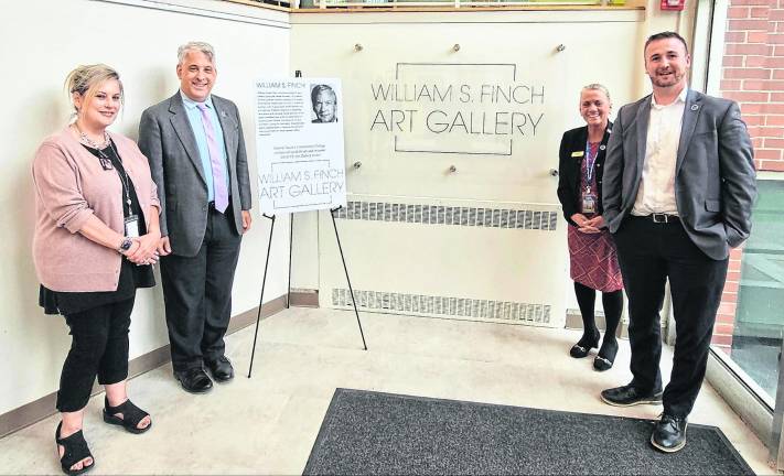 <b>From left, Dr. Kathleen Okay, Sr. VP of Academic and Student Affairs; Stan Kula, Executive Director of the Foundation; Theresa Pappan, Vice President of Finance; and Dr. Cory Homer, President</b>