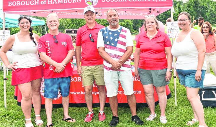 Hamburg Borough officials include from left, Water/Sewer Collector Jennifer Valerius, Councilmen John Burd and Richard Krasnomowitz, Mayor John Haig, Joyce Oehler and Acting Clerk Beth Martin.