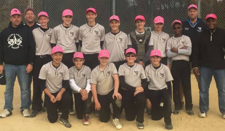 Front Row: Sam Paoli, Giuseppe Dimartino, Kevin Armstrong, Andrew Vanicek, Ryan Vanicek; back row: Coach Adam Sutherland, Coach Mike Vanicek, Garett Koch, Jake Carey, Shane Geene, Brian Sutherland, Ryan Smith, Michael Dunay, Elijah Bascomb, Head coach Jason Carey, Coach Ken Bascomb; missing, Tommy Barger, Sean Galletta, Coach Francis Koch.