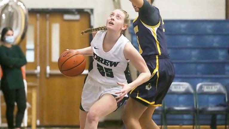 Jamie Struble, a Wallkill Valley High School graduate, is a junior forward at Drew University in Madison. She started in each of the first 11 contests of the season. (Photo courtesy of drewrangers.com)
