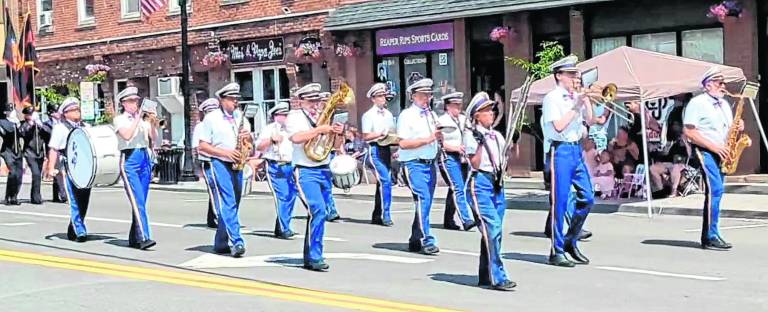 The Franklin Band wins second place in the Port Jervis, N.Y., Inspection Day parade.
