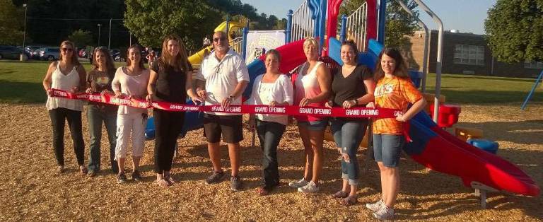 Pictured from left to right are: Stacey McGill PTO, Emma Cope PTO, Kathy Zagula BOE/PTO, Linda Peoples BOE President, Jerry Fazzio Assistant Principal, Shelli Foster PTO President, Melissa Wagner PTO, Christina Kinney PTO, Rebecca Deming PTO