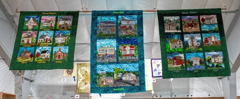 <b>Quilts by Winnie Jager of Branchville show Sussex County locations. (Photo by Nancy Madacsi)</b>