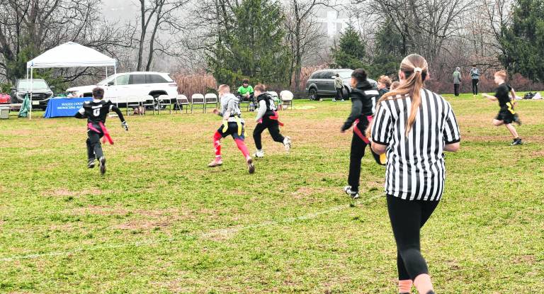 A play is run during the Turkey Bowl.