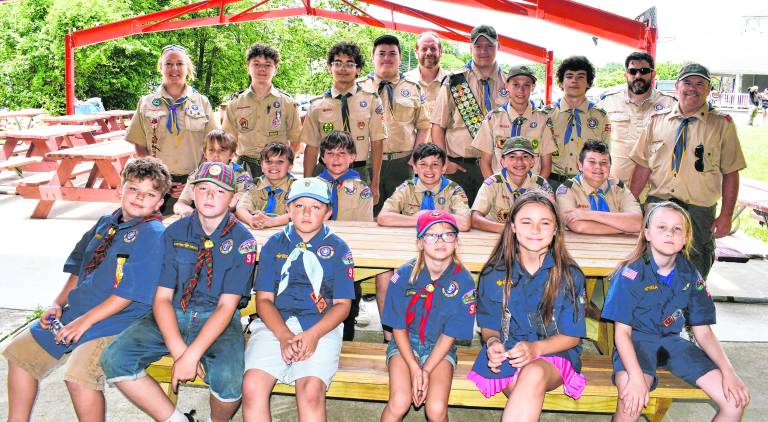Franklin Boy Scout Troop 90 and Cub Scout Pack 90 pose for a photo.