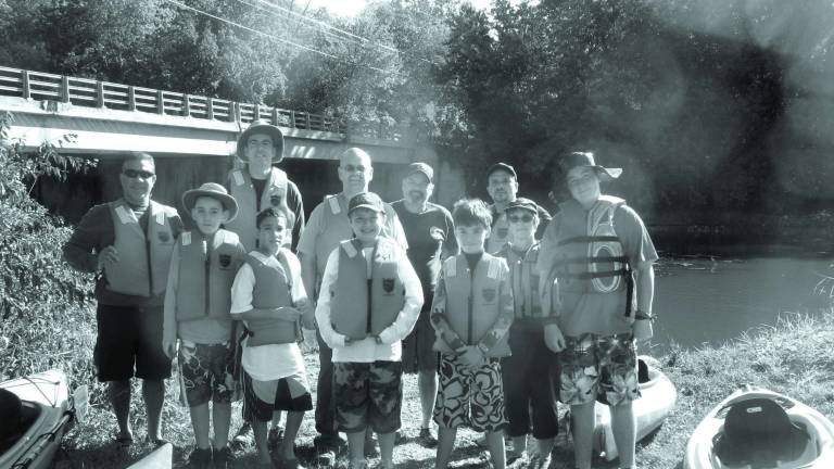Scouts kayak the Wallkill River