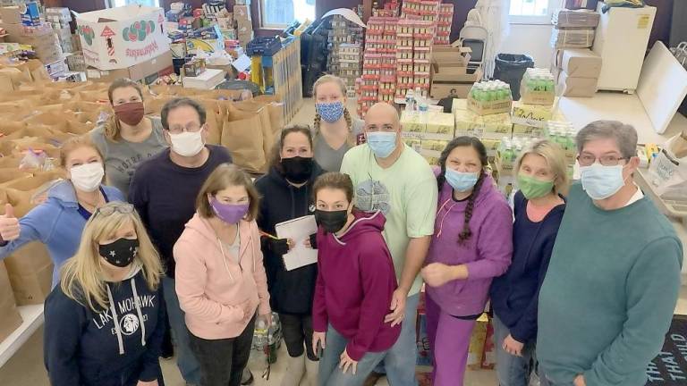 Sparta Ecumenical Food Pantry volunteers on packing day for its 2020 Christmas program (Photo provided)