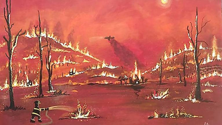 “California Burning” by Laura Gonzalez of Stroudsburg, Pa., won the Kay and Girard Lichty Climate Crisis Award